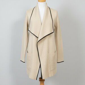 Zara Ivory Knit Open Front Sweater Coat Size S